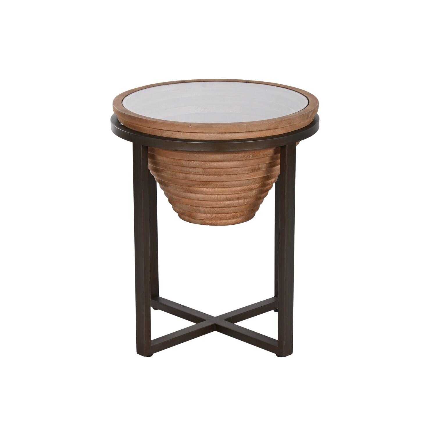 Mesita Auxiliar Abeto Cristal 46X46X55,5 Natural - Fijalo - El mejor complemento para tu hogar.