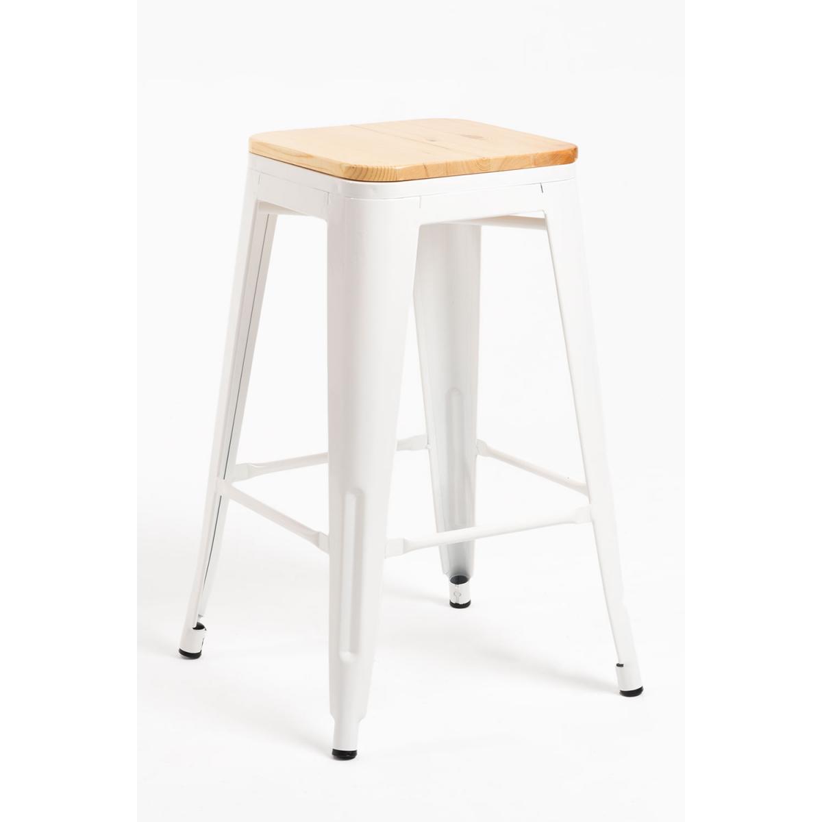 Regalos Miguel - Packs Taburetes Bajos - Pack 6 Taburetes Torix Bajos Madera Natural - Blanco