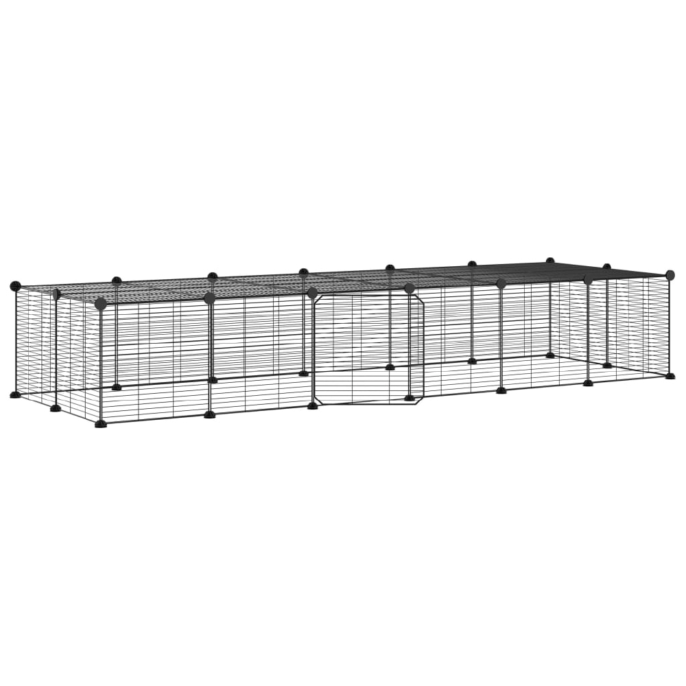 vidaXL JAULA PARA MASCOTAS DE 28 PANELES PUERTA ACERO NEGRO 35X35 CM