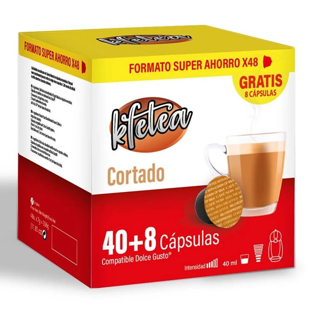 Cortado Dolce gusto compatible marca Kfetea 48 cápsulas, Formato Super Ahorro 8436583660188