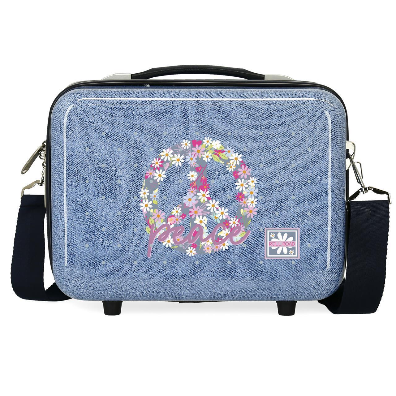 Neceser Abs Roll road Peace denim 21x29x15cm