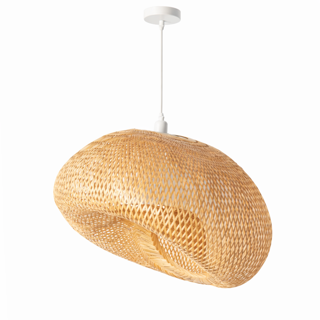 Lámpara Colgante de Bambú y Mimbre "SAVANA" – Diseño Nido Artístico Natural con Casquillo E27 – Estilo Boho y Artesanal para Salón, Dormitorio o Comedor D600MM