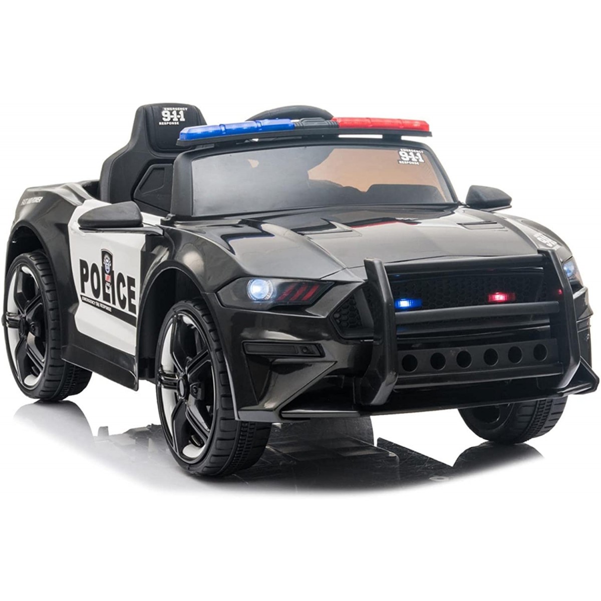 Ataa Cars Coche de Policía Eléctrico para Niños con Batería 12v y Mando Control Remoto