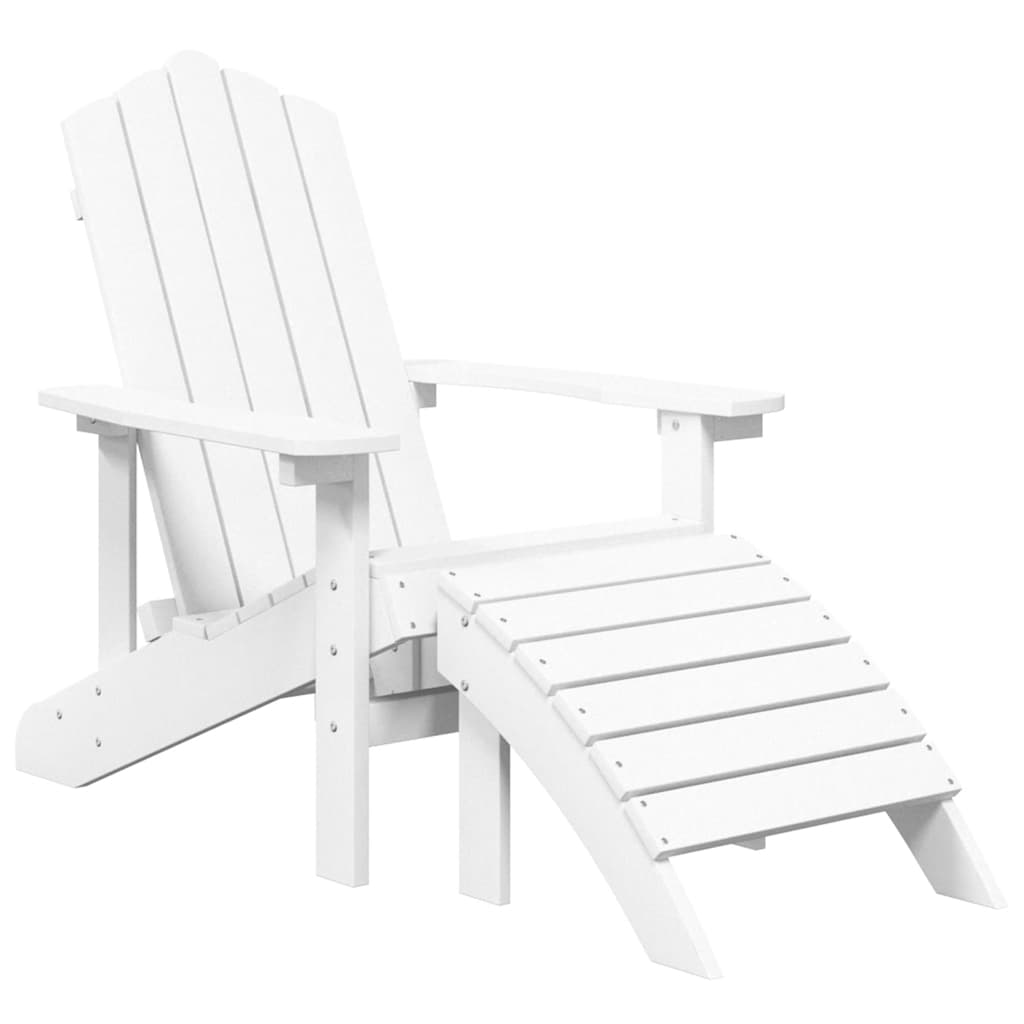 vidaXL Silla de jardín Adirondack con reposapiés HDPE blanco