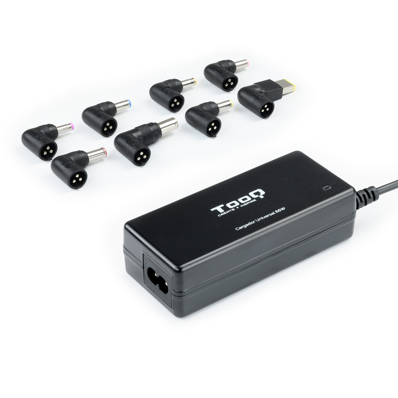 Tooq Cargador Universal Automático 65W con 8 Conectores Intercambiables y USB
