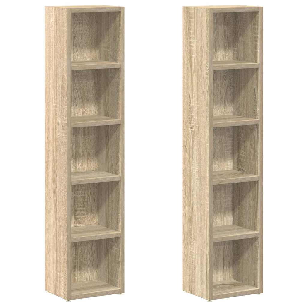 vidaXL Estantería para CDs 2 uds Madera de ingeniería 21x16x93,5 cm