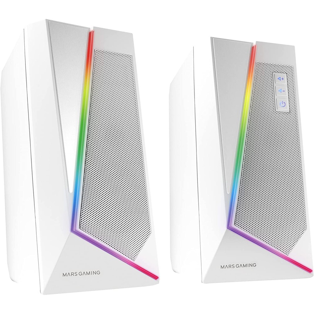 Mars Gaming MS7W, Altavoces RGB Control, Bluethooth 5.0 + Jack 3.5, Sonido DSP 20W, Blanco TAC-ALT MS7 WH