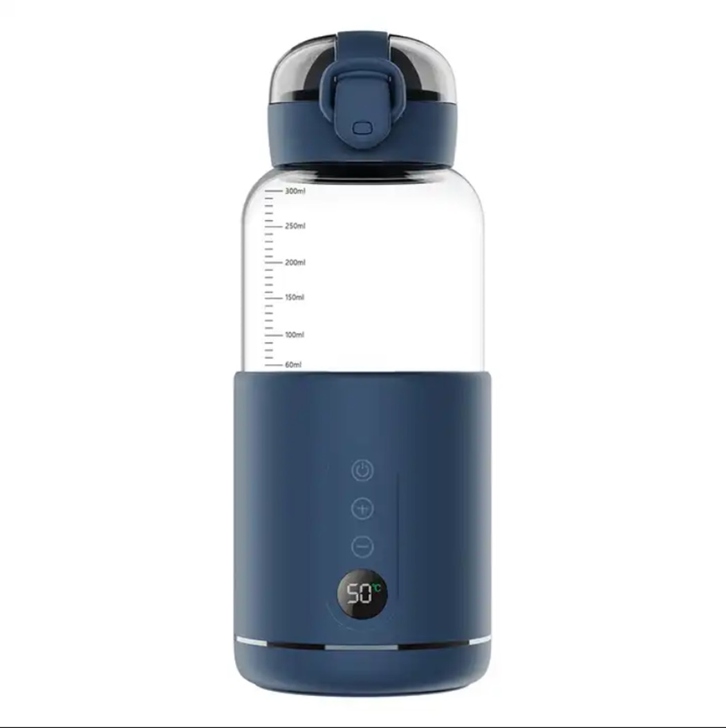 Calienta Biberones portátil para leche fórmula, materna y agua. Calentador  de biberones, 300ml, USB inducción, inalámbrico, de viaje, rápido, preciso,  37-55 grados C (Azul)