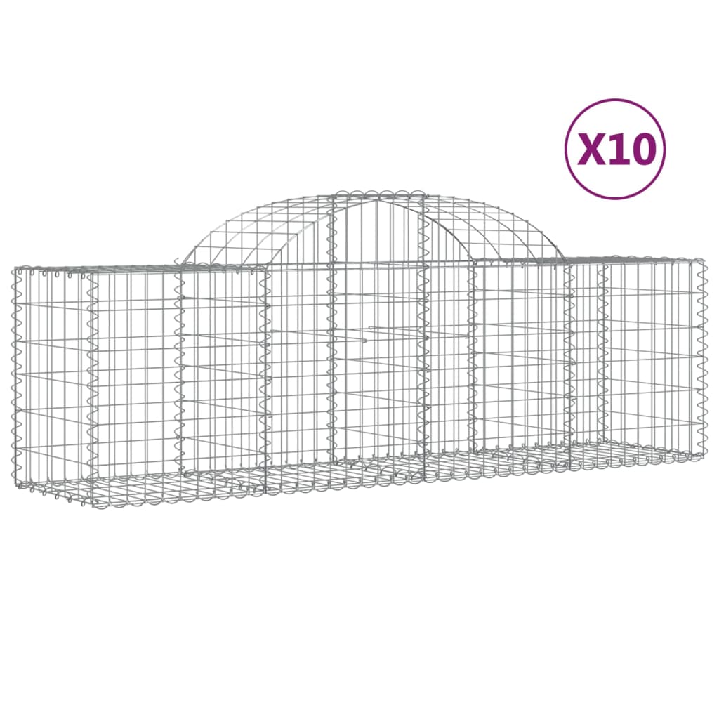 vidaXL Cestas de gaviones 10 uds forma de arco hierro Dimensiones 200 x 30 x 60/80 cm,  200 x 30 x 140/160 cm,  200 x 50 x 40/60 cm y mas