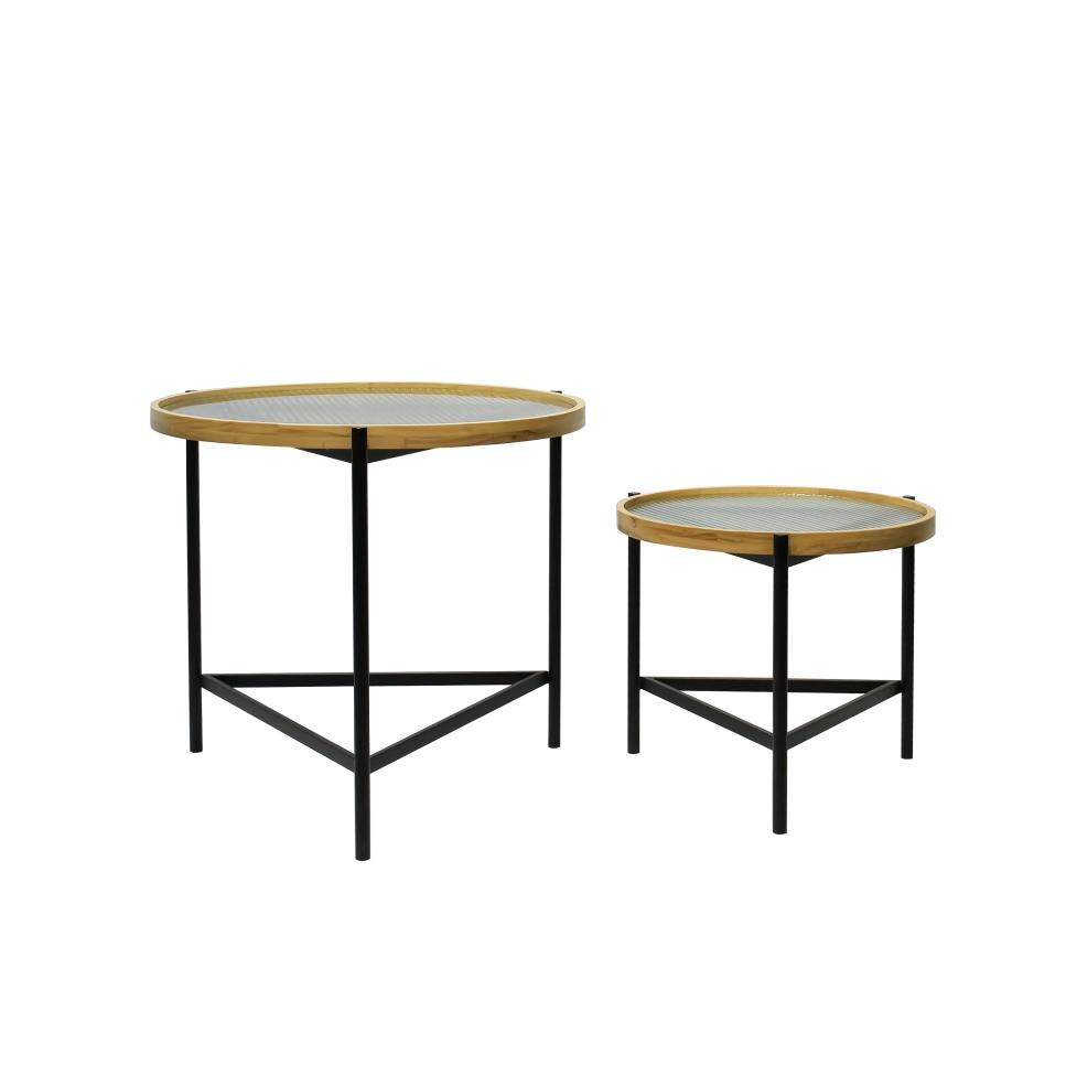 Mesita Auxiliar Set 2 Cristal Metal 62X62X55,5 - Fijalo - El mejor complemento para tu hogar.