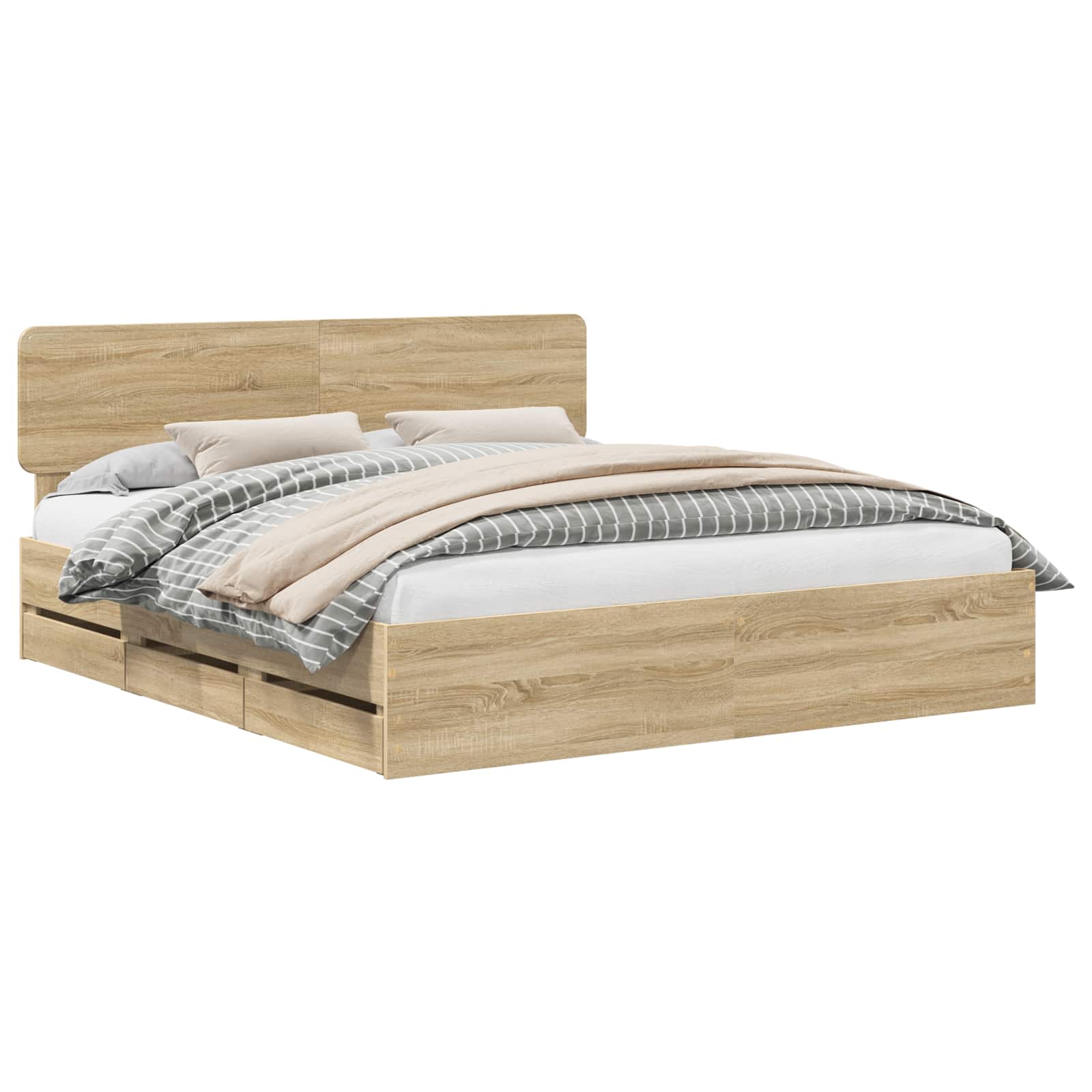 Estructura de cama con cajón Roble Sonoma 200 x 200 cm