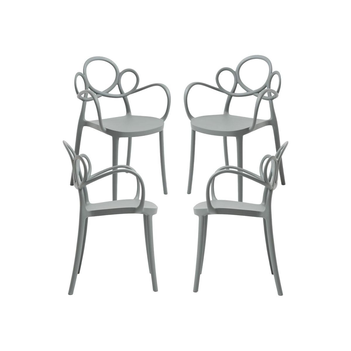Regalos Miguel - Packs Sillas Jardín - Pack 4 Sillas Sky con Reposabrazos - Gris oscuro