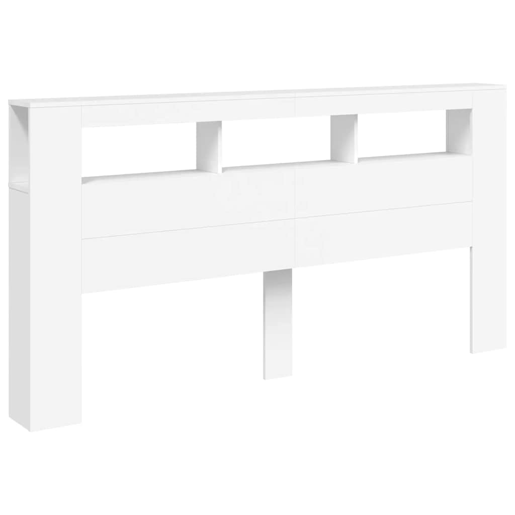 vidaXL Cabecero con LED madera de ingeniería blanco 200x18,5x103,5 cm