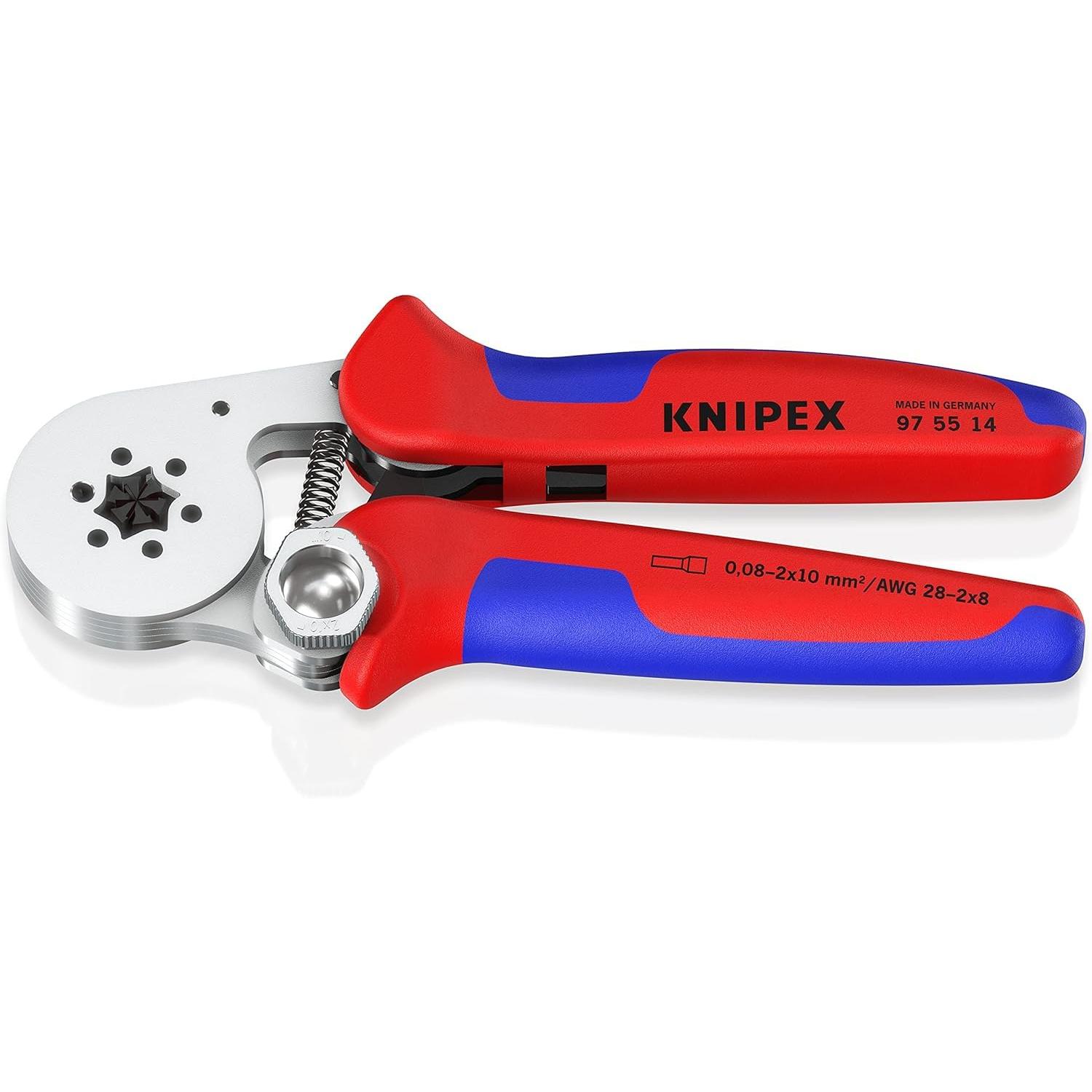 Knipex Alicate autoajustable para crimpar punteras huecas de acceso lateral cromado, con fundas multicomponentes 180 mm 97 55 14
