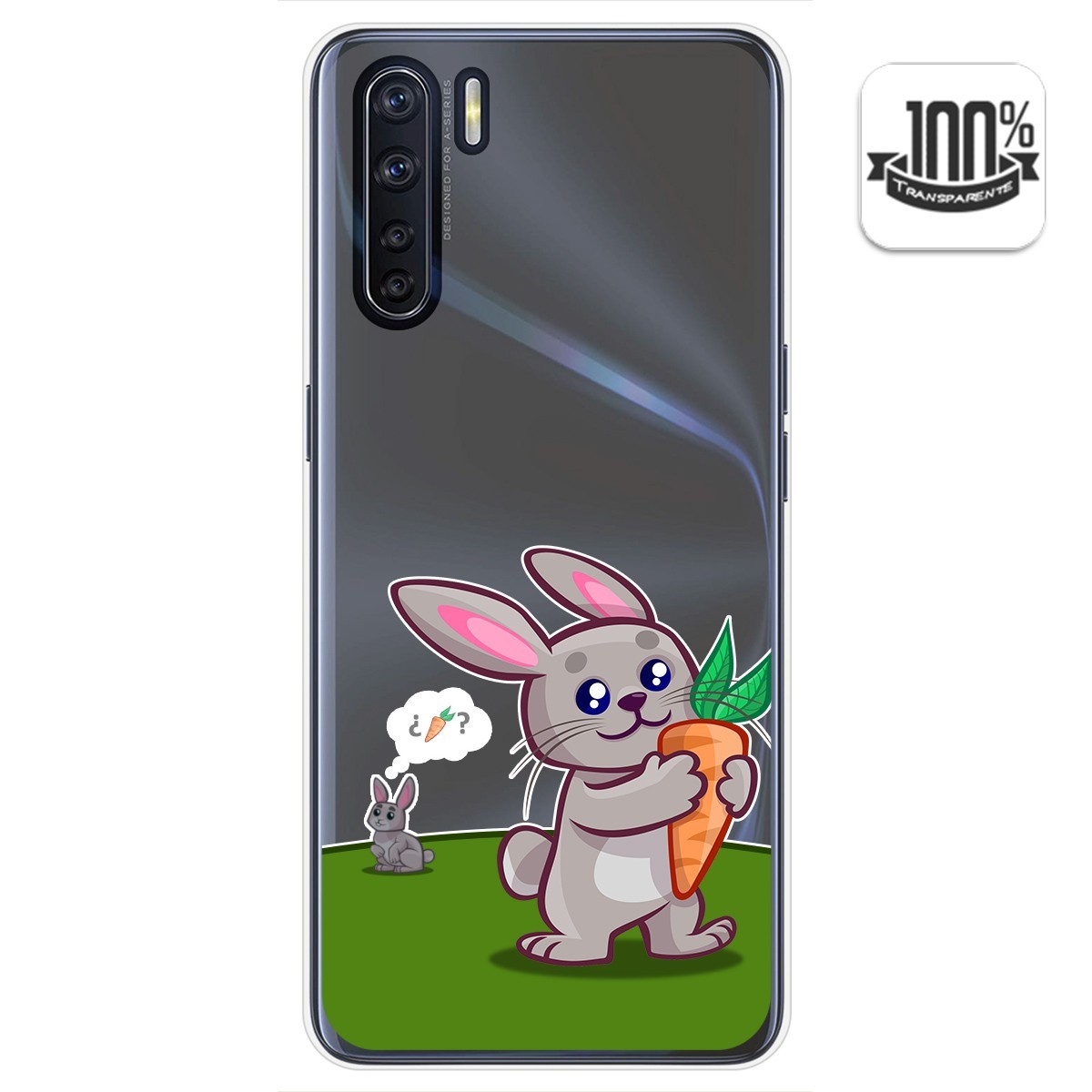 Tumundosmartphone Funda Gel Transparente para Oppo A91 diseño Conejo Dibujos