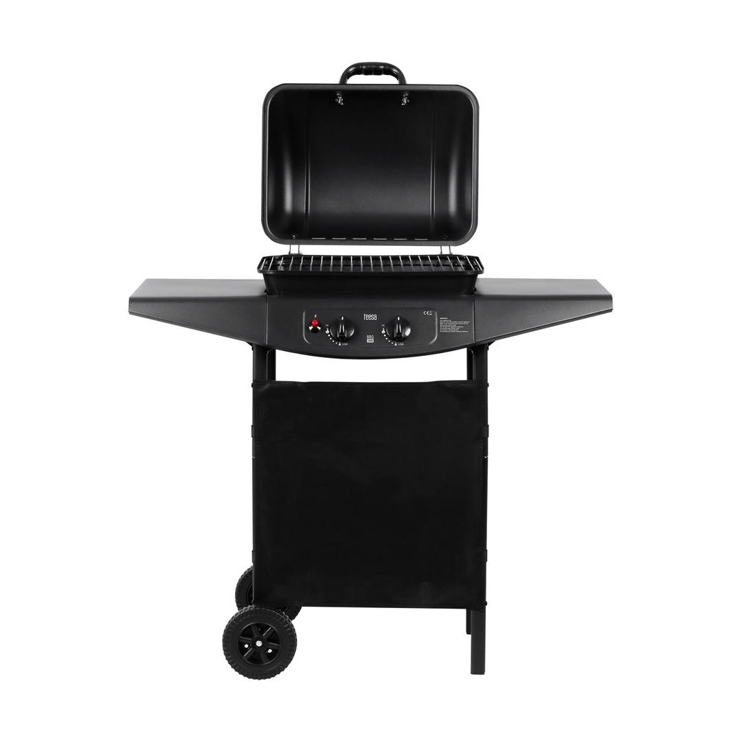 teesa BBQ 2000 - Barbacoa de Gas con 2 quemadores, TSA0080, Dimensiones 98 x 44 x 100 cm, Color Negro