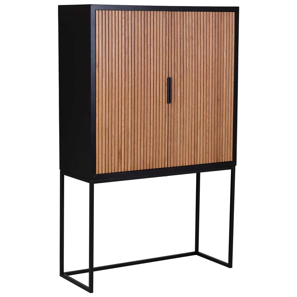 Wonderlust Deco - Armario 2 puertas madera y metal 100x40x160h  cm Marrón 100x40x160h cm