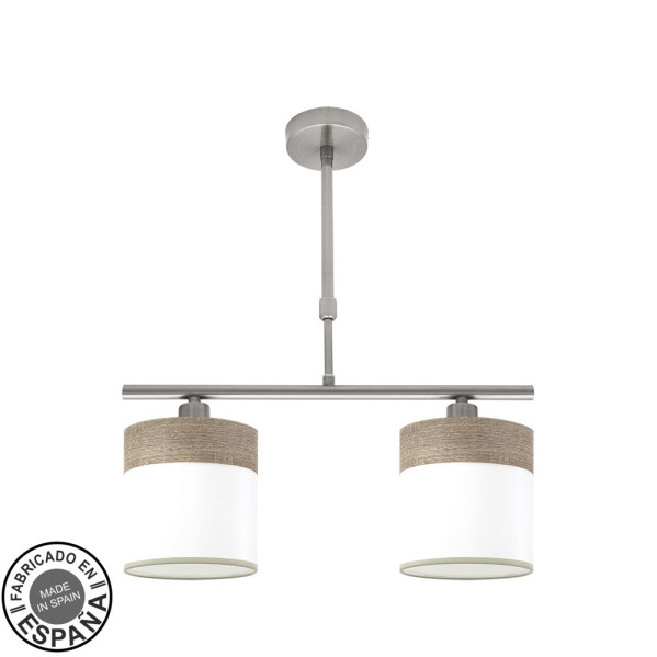 FABRILAMP Lampara Cloe 2xe14 Niquel/blanca-madera Gris Regx43x14 cm