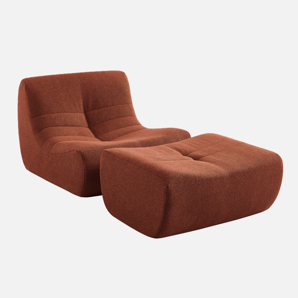 sweeek - Sillón de borreguito texturizada con reposapiés , Sokol borreguito , 91x105x72