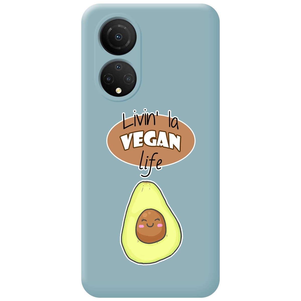 Funda Silicona Líquida Azul para Huawei Honor X7 diseño Vegan Life Dibujos