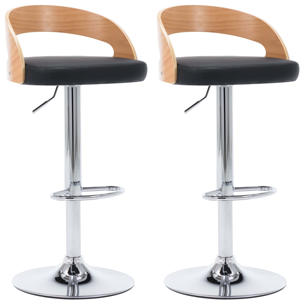 vidaXL Taburetes de cocina 2 unidades madera curvada blanco en color negro y marrón oscuro/Negro y gris claro | cómodas modernas ergonómicas para comedor cocina salón hogar