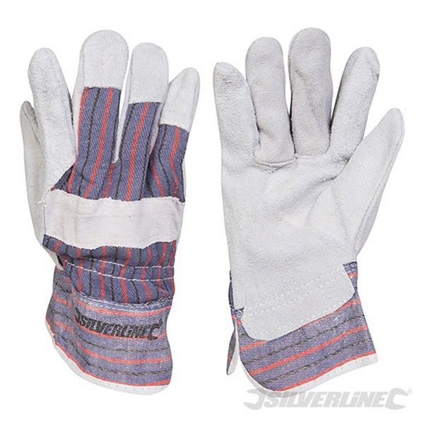 Silverline Guantes de Transporte Resistentes de Piel de Cuero con Protección en Nudillos