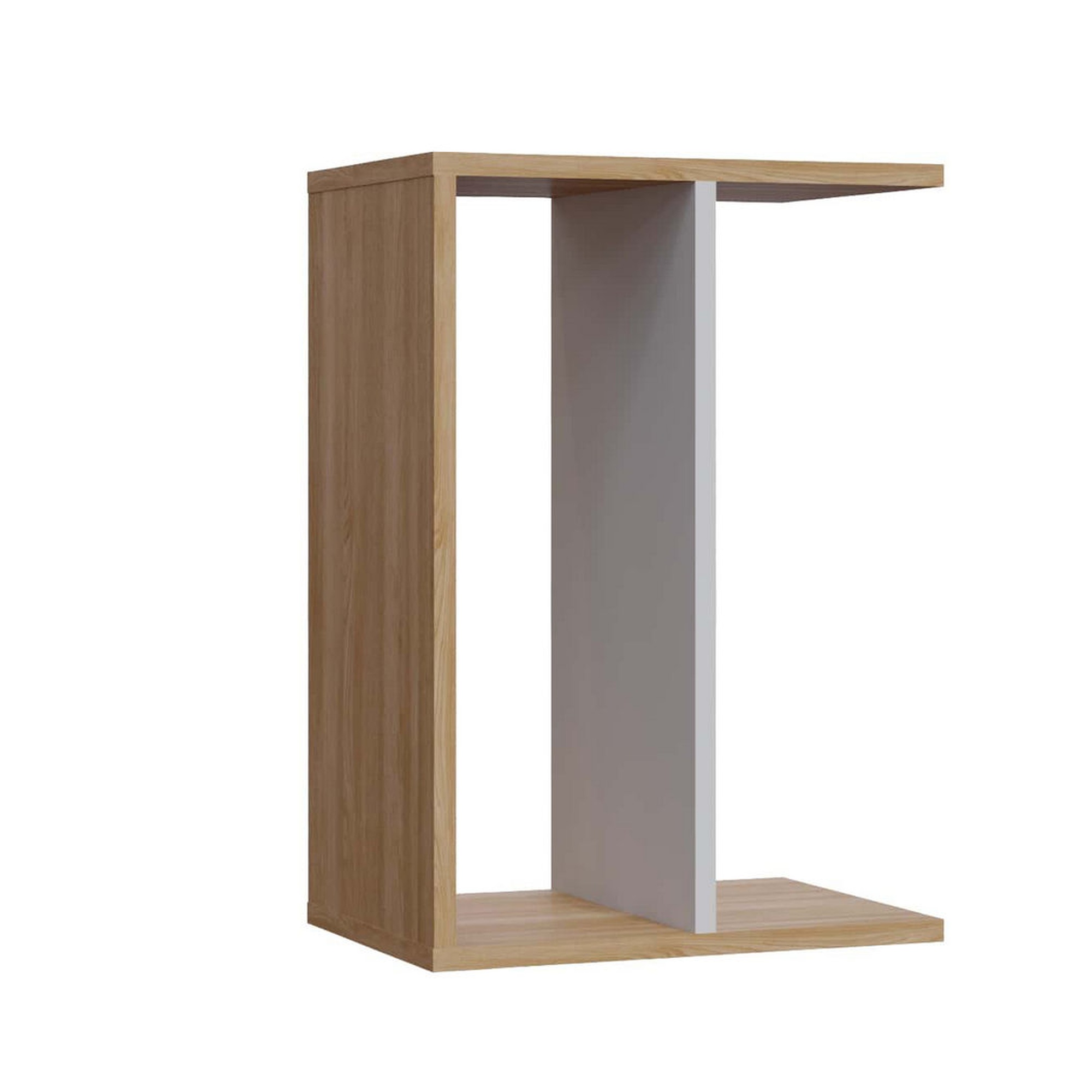 Mesa auxiliar WELLHOME, 100% Tablero de aglomerado rechapado en melamina, Color Roble Blanco