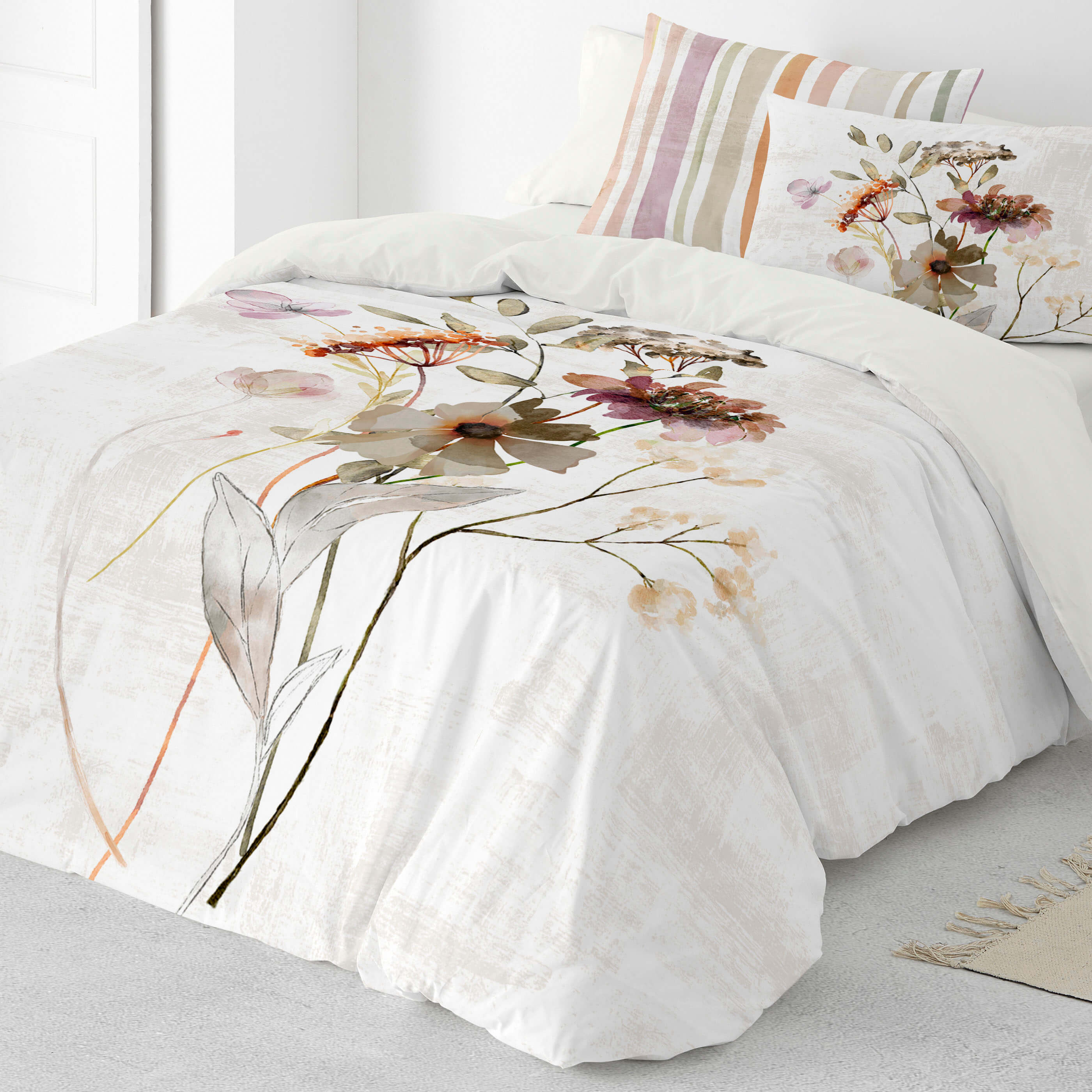 NATURALS  - Funda Nórdica Estampada 100% Algodón Extrasuave - Juego de 2/3 Piezas Funda de Edredón y 1 o 2 Fundas de Almohada - Cama 90/135/150/180 cm - Fabricada en España