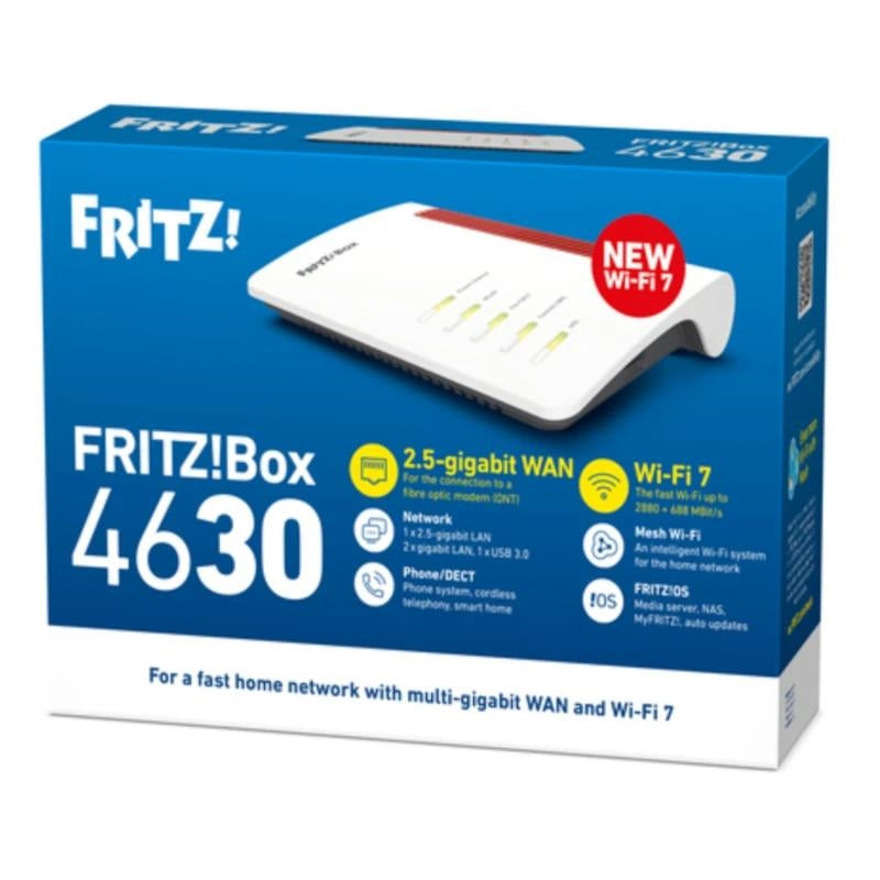 Fritz box 4630 wifi router 7 dual band 3568mbps adsl 2.5g ethernet.