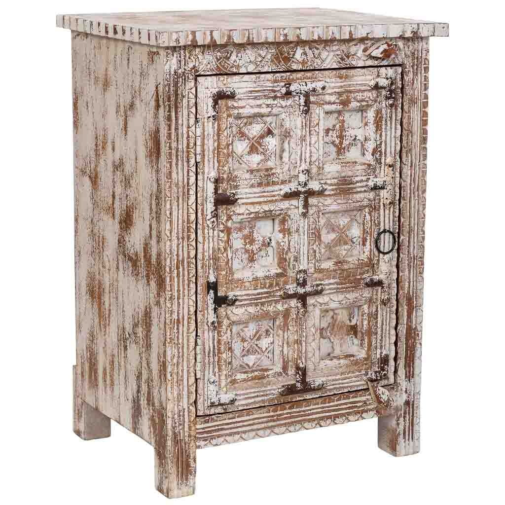 Wonderlust Deco - Mesita de madera artesanal blanca, 52x40x74h cm Blanco 52x40x74h cm