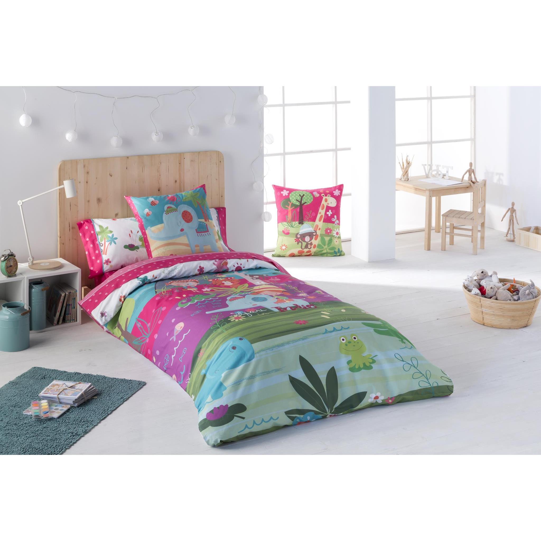 JVR - Funda Nordica Juego de 3 piezas modelo THAI - Tejido 100% Algodón Percal 200 hilos - Estampado digital - Fabricado en España - Cama 90/105/135/150/160/180