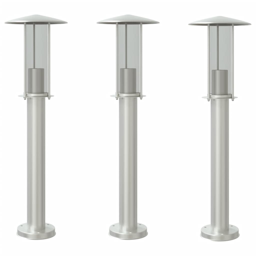 vidaXL Lámparas de suelo de exterior 3 uds acero inoxidable 60cm Color Negro,  Plateado, y mas