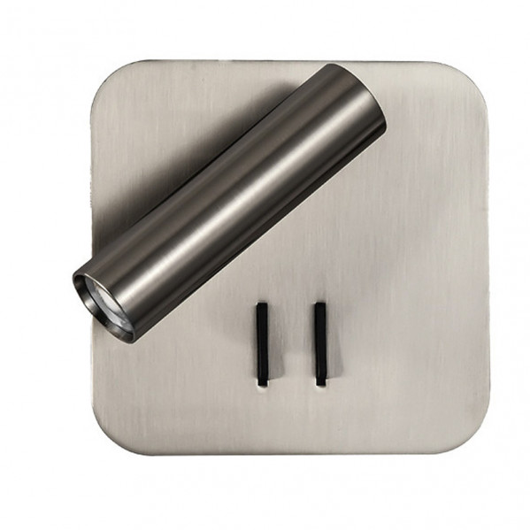 Aplique 2+6w 4000k manet cuadrado niquel 130lm  doble encendido 14x14x12 cm