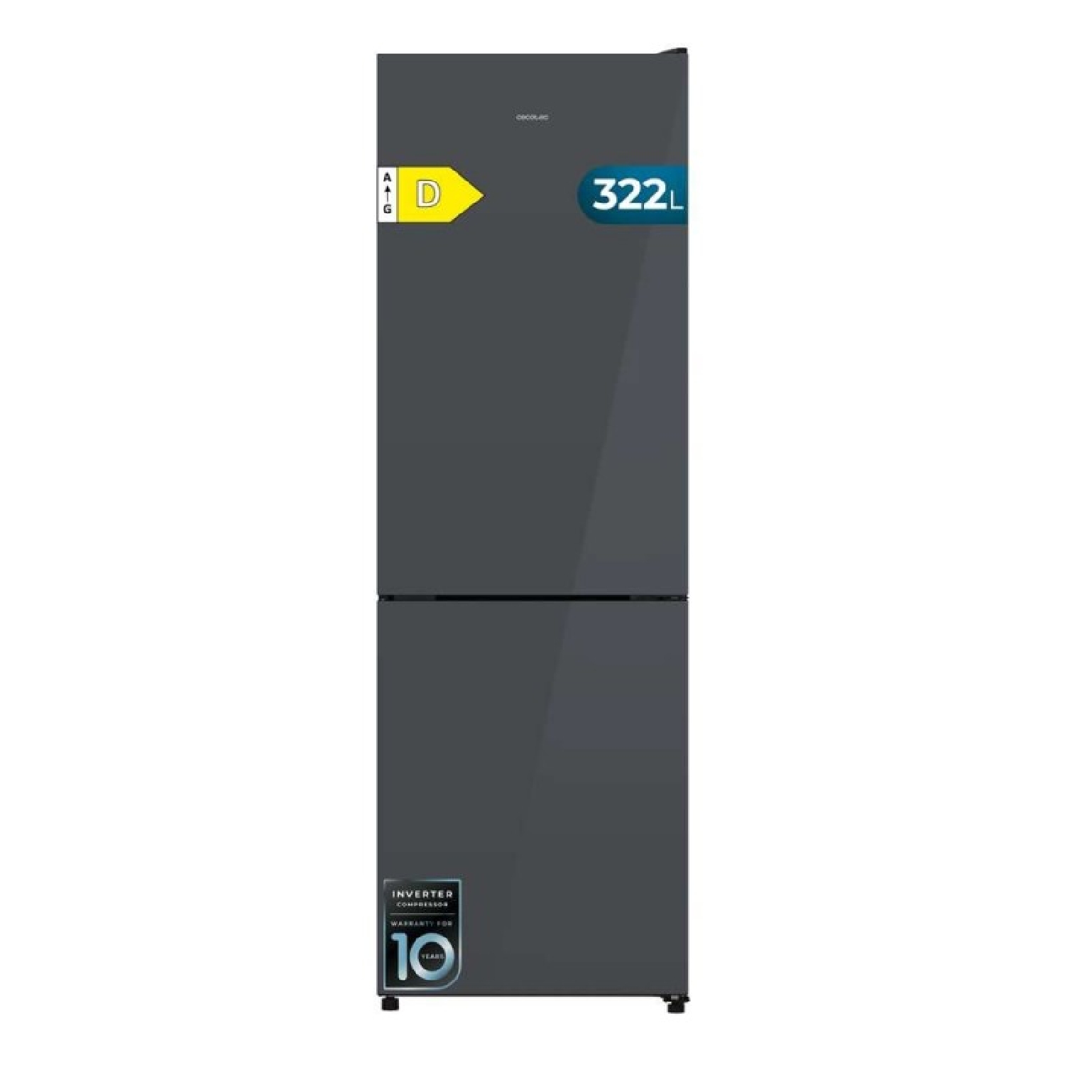 Cecotec Frigorífico Combi 322L Bolero CoolMarket Combi 322i Grey Glass D. 185,5cm de Alto, 59,5cm de Ancho