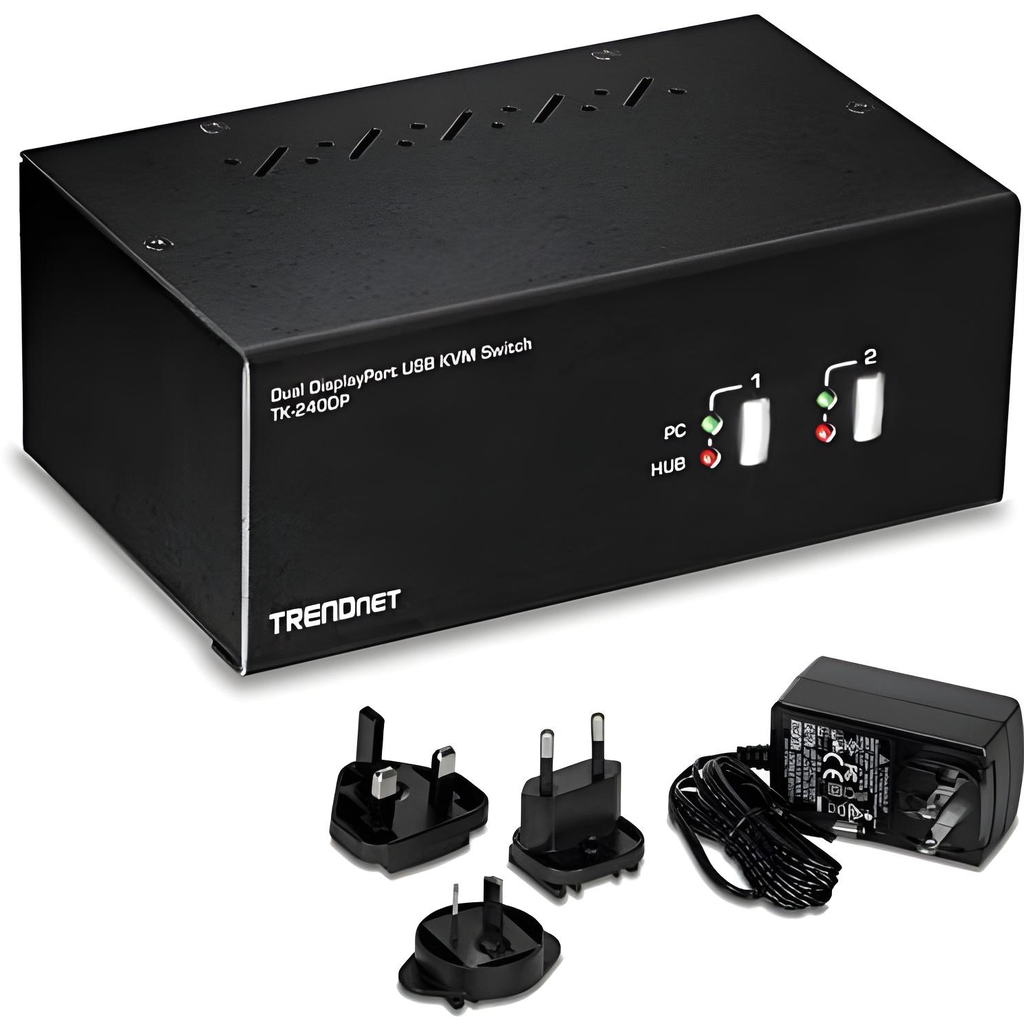 Trendnet TK-240DP Negro - Interruptor KVM 2 Puertos Displayport 4K Ultra HD
