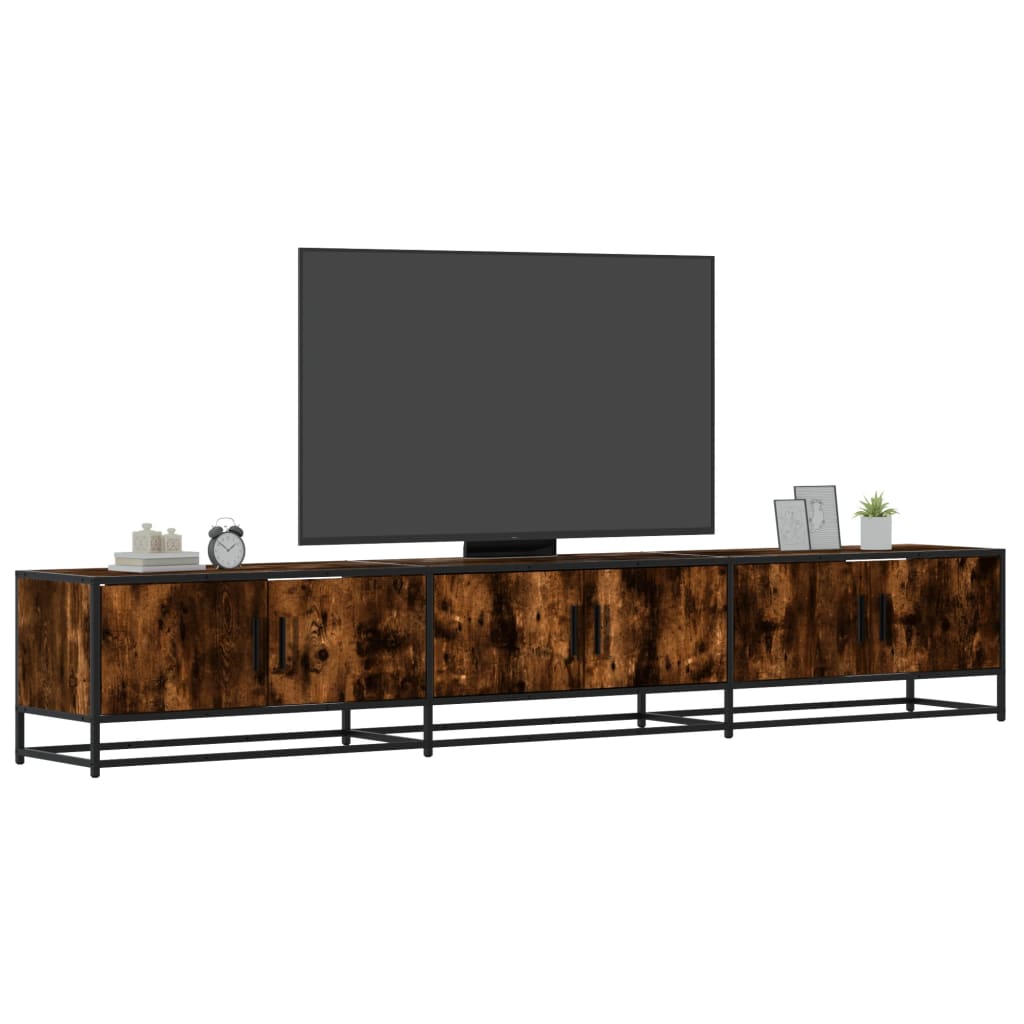 vidaXL Mueble para TV madera de ingeniería 240x35x41 cm en color Negro/Roble ahumado/Marrón roble y más | almacenamiento funcional diseño moderno para baño dormitorio sala