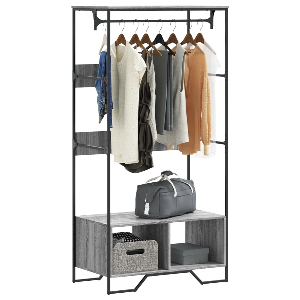 vidaXL Armario de madera de ingeniería 90x50x180 cm en color Gris sonoma/Roble Sonoma/Negro y más | almacenamiento funcional diseño moderno para baño dormitorio sala