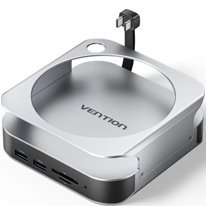 Docking para mac mini usb tipo-c vention thihag/ ranura ssd m.2/ 4xusb/ 1xusb tipo-c/ 1xdisplayport 4k/ 1xlector tarjetas/ 1xjack 3.5mm