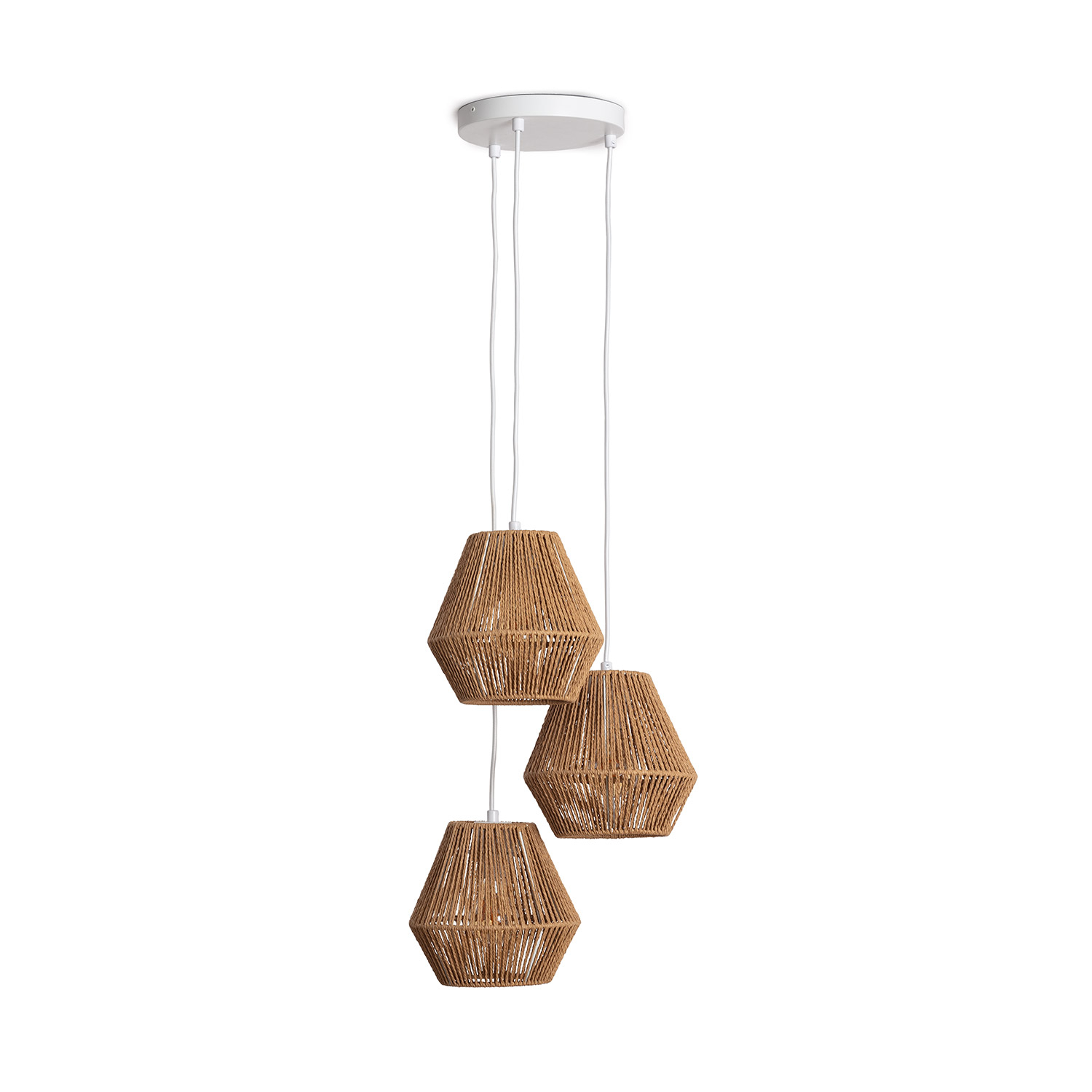 Ledkia Lámpara Colgante Papel Trenzado Trilla 3 Focos ILUZZIA - Diseño Natural y Resistente
