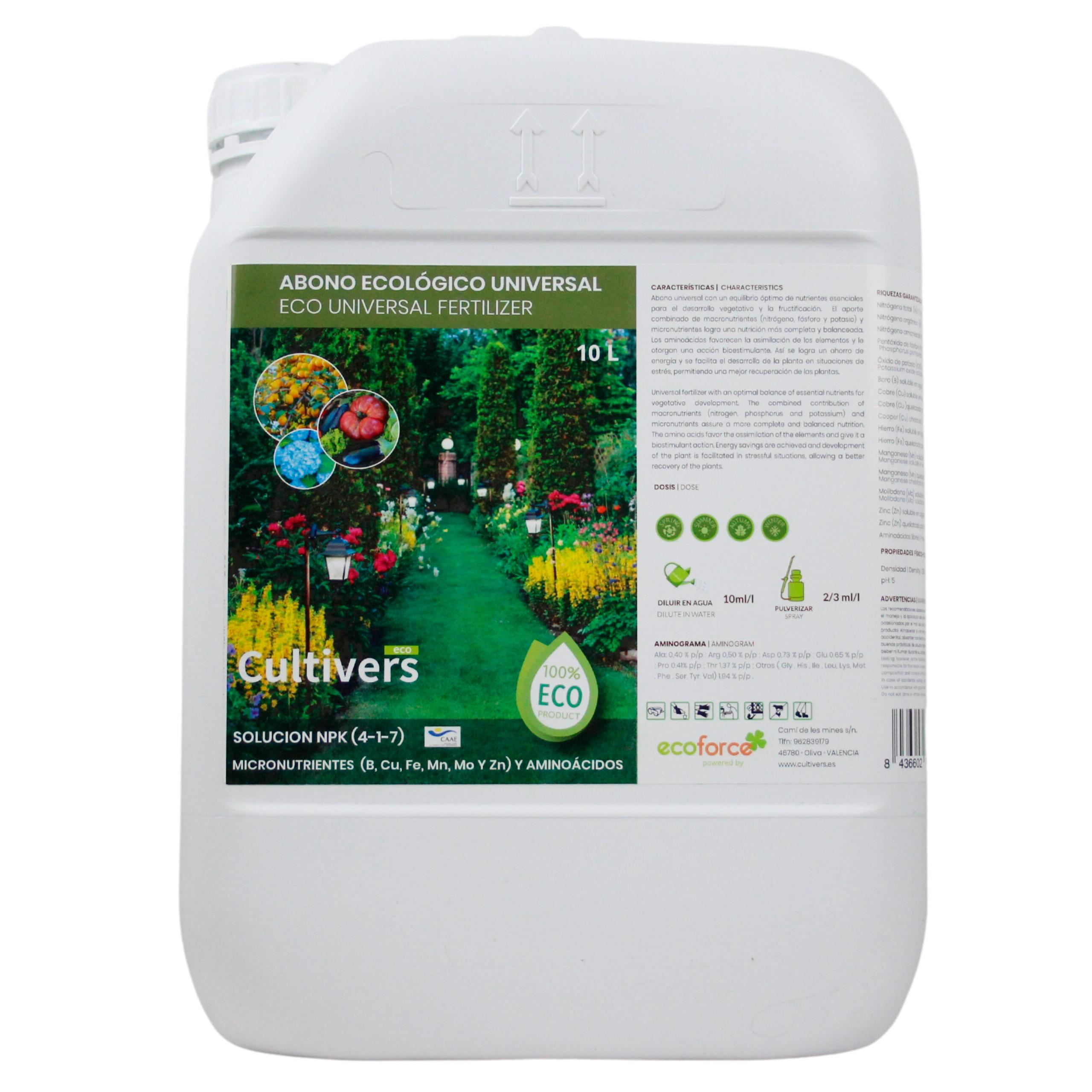 CULTIVERS Abono Universal Líquido Ecológico 10 L