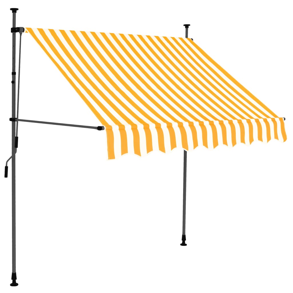 Vidaxl Toldo Manual Retráctil con LED 150 Cm Color Azul, Amarillo y Blanco Protección Rayos UV para Terraza Patio Exterior Jardín