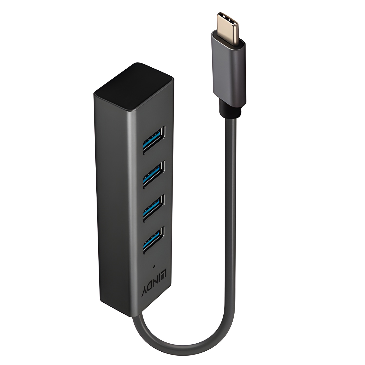 Concentrador USB Tipo C Lindy de 4 Puertos | Alta Velocidad y Conexión Rápida