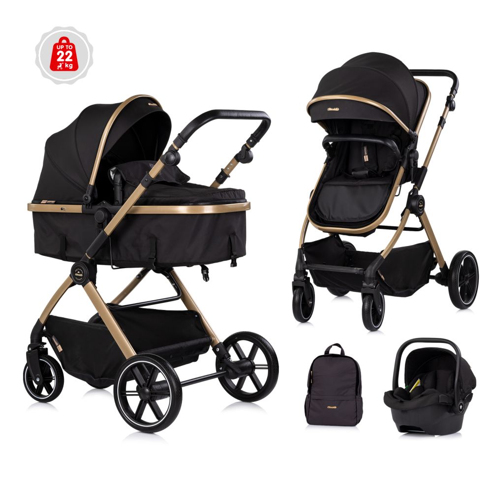Carrito de Bebé Trío Convertible PEARL Chipolino con Capazo, Silla de Paseo y Silla de Coche Grupo 0+ hasta 22 kg