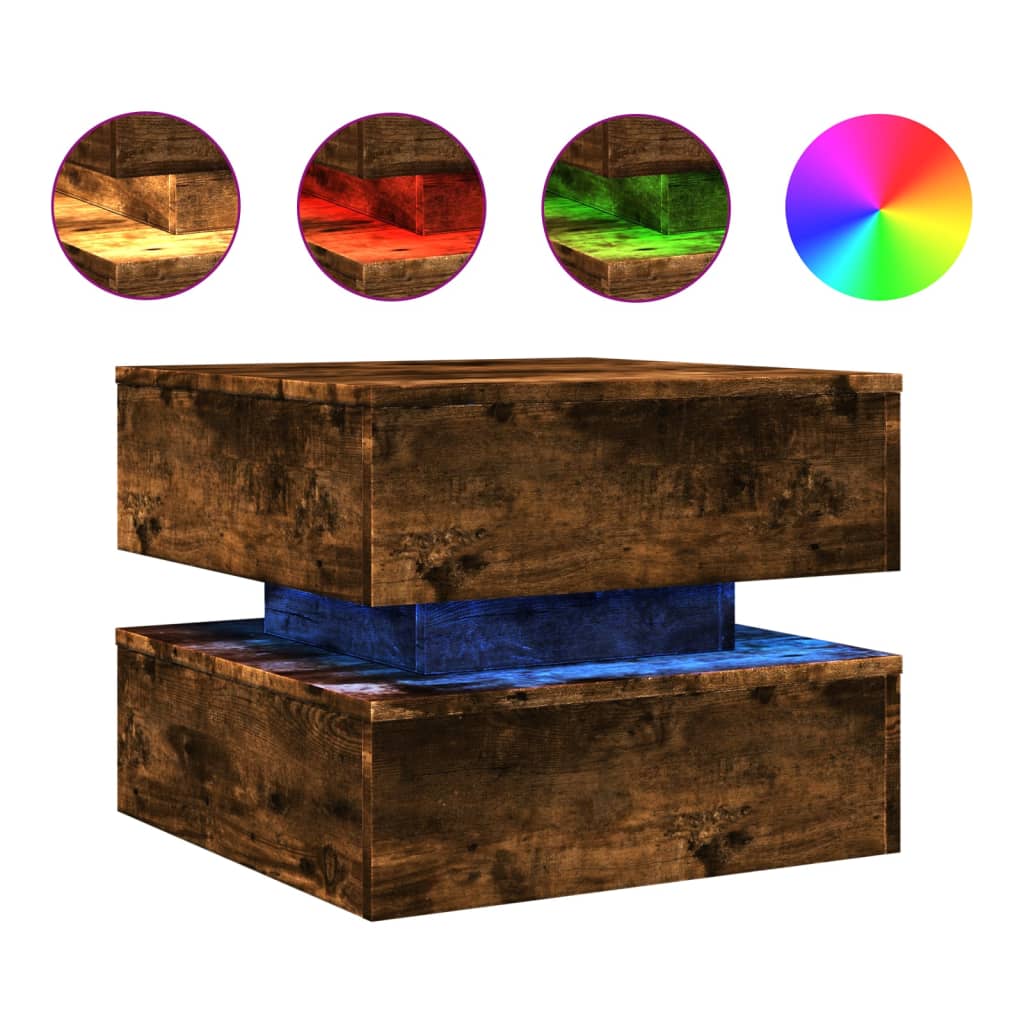 Vidaxl Mesa de Centro con Luces LED 50x50x40 Cm Blanco