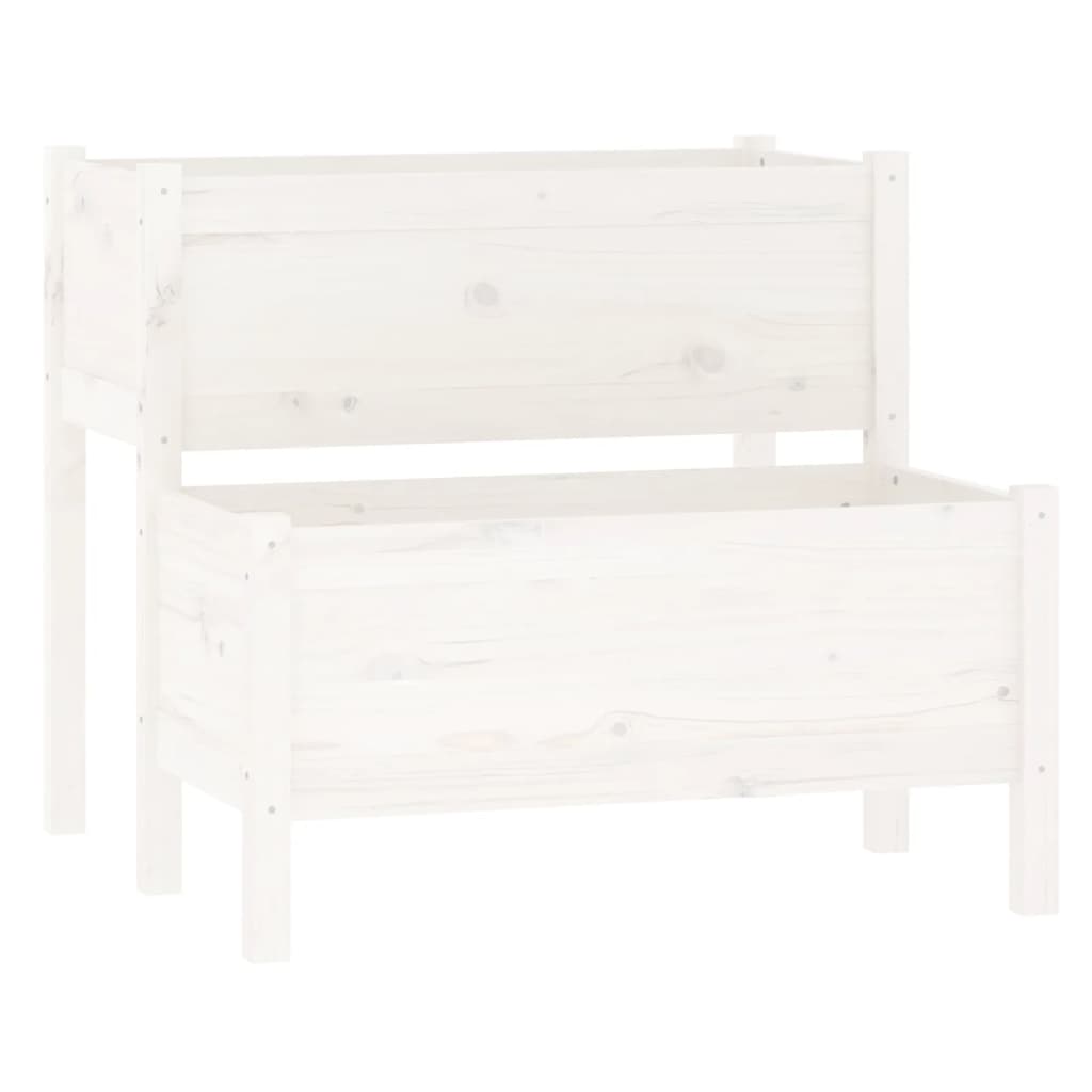 vidaXL Jardinera madera maciza de pino 84,5x84x75 cm Color Natural,  Blanco,  Gris y mas