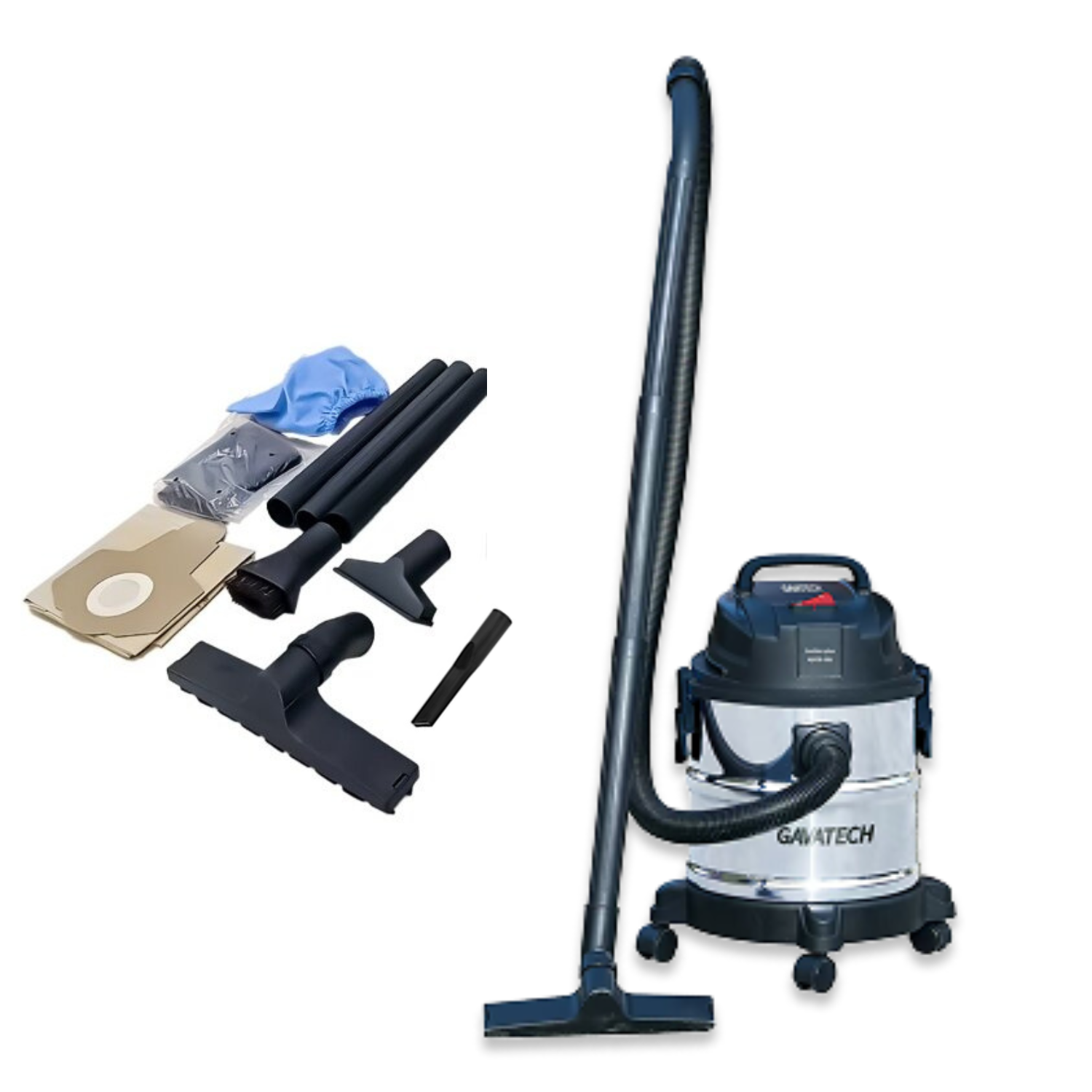 GAVATECH AJV20-20L – Aspirador de Seco y Mojado de 20 Litros_ 1200W con Cuerpo de Chapa_ Cable de 3m y Función de Soplado.