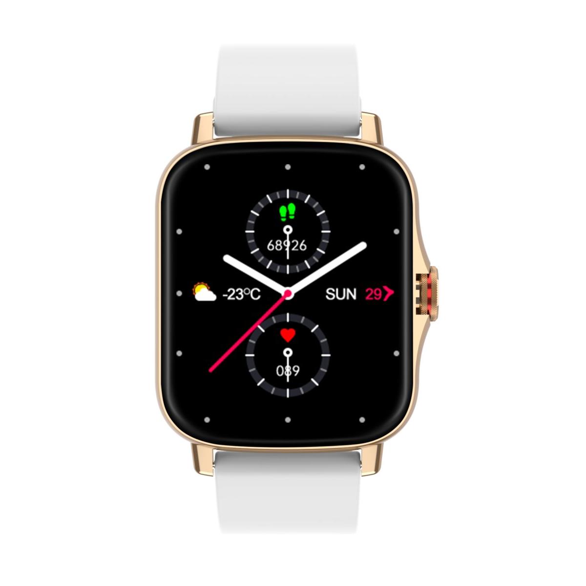 Smarts By Radiant Reloj Inteligente Las Vegas Premium Ipgold Sili White 45,00 Mm Pulsera De Silicona Blanco Con Cierre De Hebilla Normal Control De Ritmo Cardiaco, Sueño Y Modos Deportivos Compatible Con Android, Ios