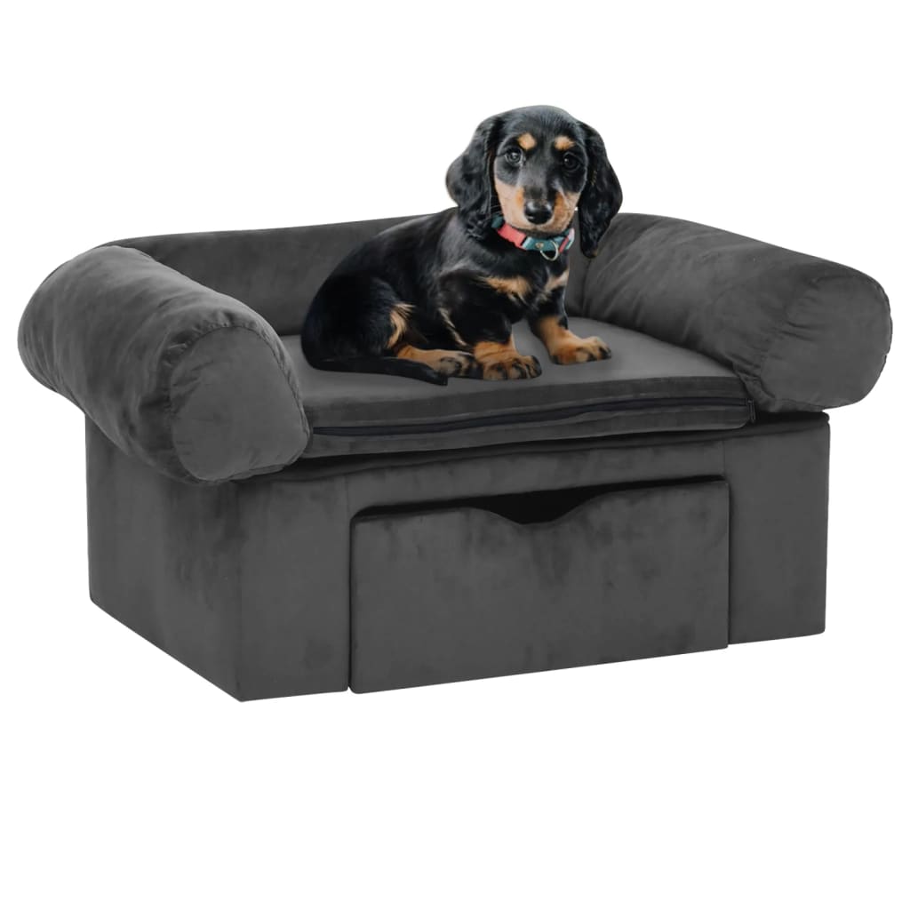 vidaXL Sofá para Perros con Cajón Felpa 75x50x38 cm Mascotas Gatos Suave Color Gris,  Gris oscuro,  Negro y mas