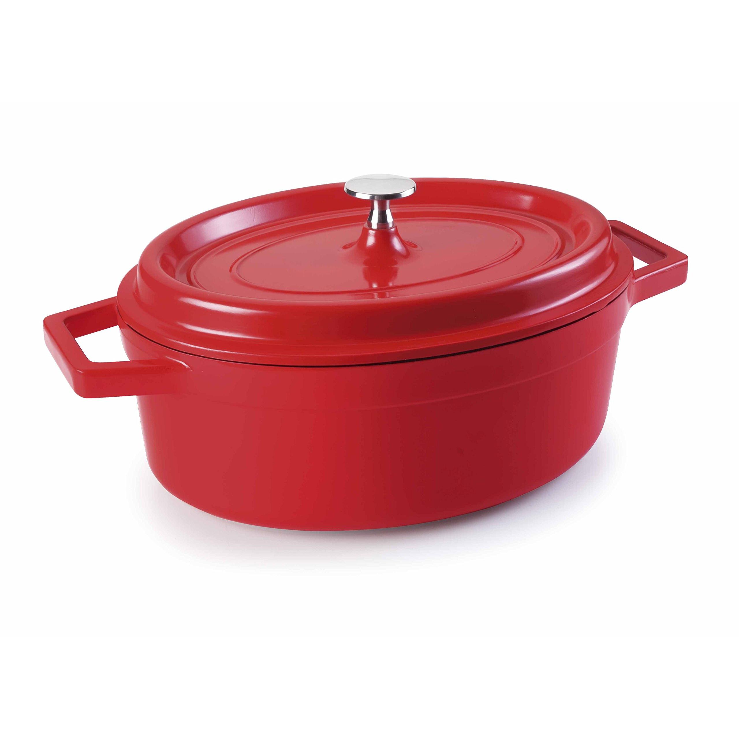 CACEROLA OVAL ROJA ALU.FUNDIDO 31x25 CMS