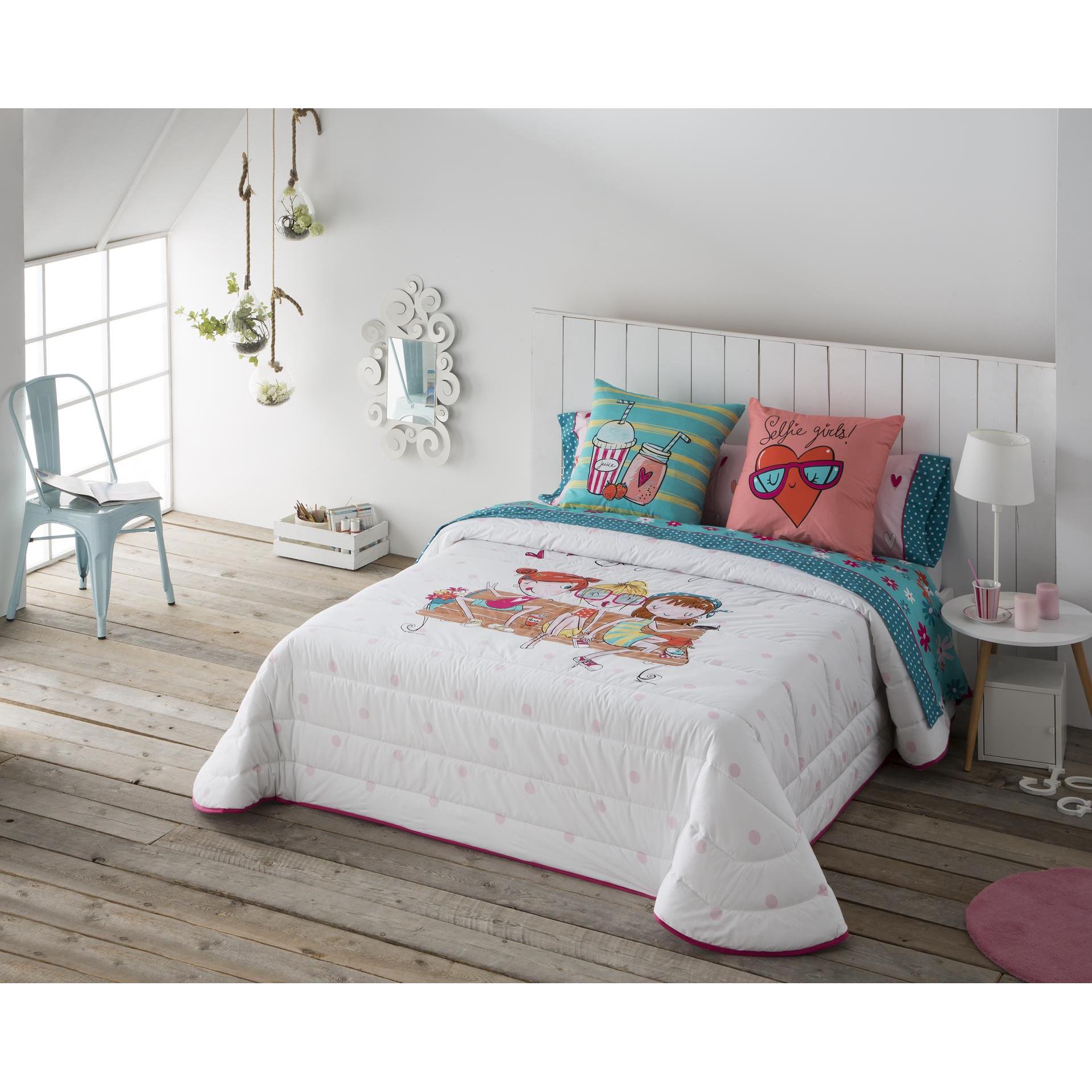 JVR - Colcha Bouti modelo SELFIE  - Tejido 100% Algodón - Estampado digital - Cama 80/90/105/135/150 - Fabricado en España